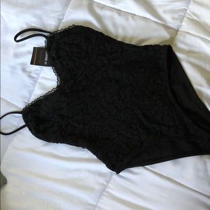 Black lace body suit